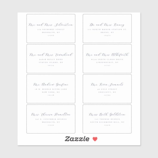 Elegant script Serif Text 8 bruiloft Adresetikette Sticker (Vel)