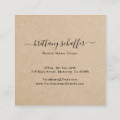 Elegant Script Signature Brown Simple Rustic Vierkante Visitekaartje (Achterkant)