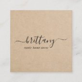Elegant Script Signature Brown Simple Rustic Vierkante Visitekaartje (Voorkant)