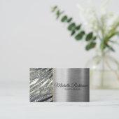 Elegant script signature holographic roze glitter visitekaartje (Staand voorkant)