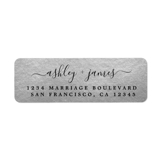Elegant Script Silver Wedding Return Address Etiket (Voorkant)