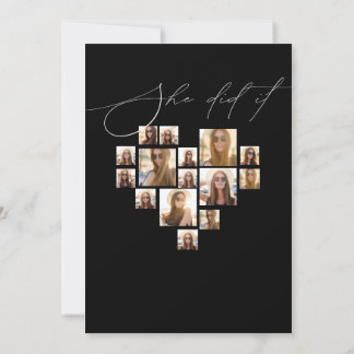 Elegant script simple 15 photo Collage graduation Kaart