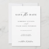 Elegant script simple black and white wedding save the date (Voorkant)