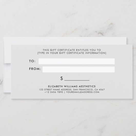 Elegant Script Simple Black Pink Cadeaubon (Achterkant)