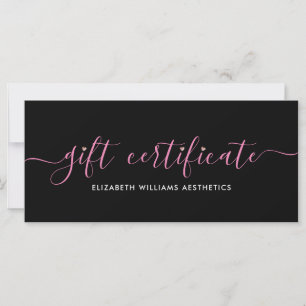 Elegant Script Simple Black Pink Cadeaubon