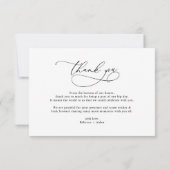 Elegant Script Simple Black & White Weduwfoto Bedankkaart (Achterkant)