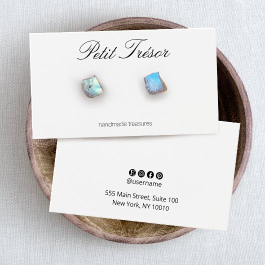 Élégant script simple blanc à oreille carte d'affi