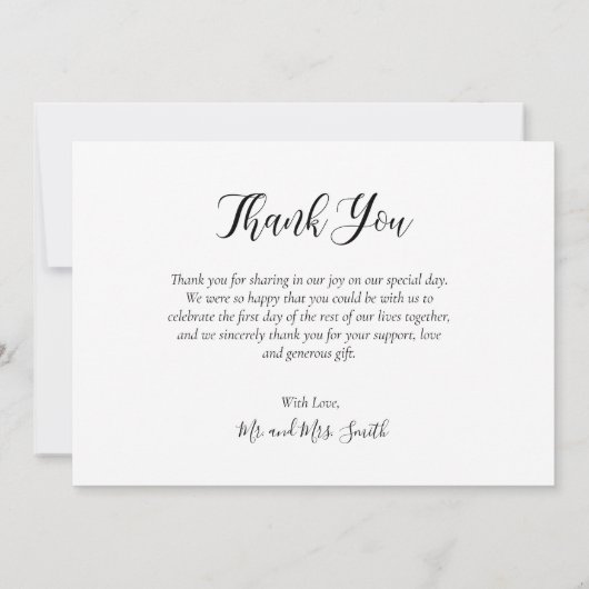 Élégant Script Simple Heart Mariage Carte de remer (Dos)