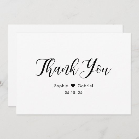 Élégant Script Simple Heart Mariage Carte de remer (Devant / Derrière)