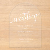 Élégant Script Simple Mariage Acrylique Invitation (Recto)