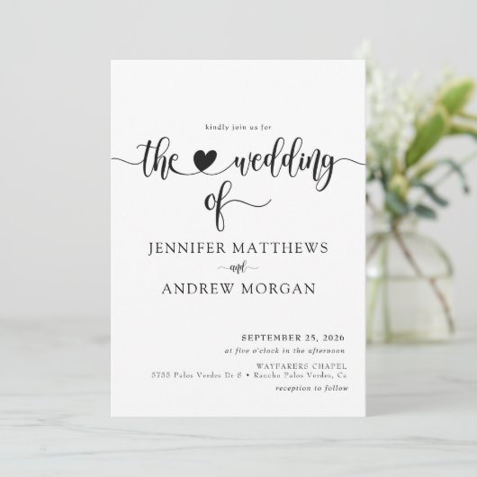 Élégant Script Simple Mariage Invitations (Debout devant)