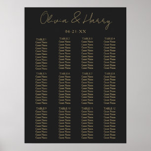 Elegant Script Simple Modern Wedding Seding Chart Poster