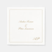 Elegant Script Simple Monogram Foral Gold Wedding Servet (Voorkant)