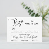 Élégant Script Simple Options de menu Mariage RSVP (Debout devant)