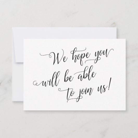 Élégant Script Simple Options de menu Mariage RSVP (Dos)