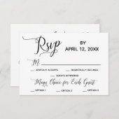 Élégant Script Simple Options de menu Mariage RSVP (Devant / Derrière)