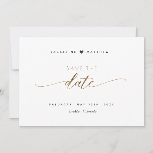 Elegant script, Simple Stamp Wedding Save the Date (Voorkant)