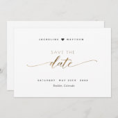 Elegant script, Simple Stamp Wedding Save the Date (Voorkant / Achterkant)