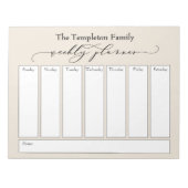 Elegant Script Simple Weekly Planner, Cream Notitieblok (Voorkant)