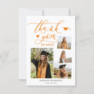 Elegant Script Sinaasappel 4 Foto Afstuderen Harte Kaart