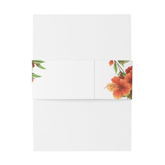 Elegant Script Sinaasappel Bloemen Bruiloft Uitnodigingen Wikkel (Achterkant Voorbeeld)