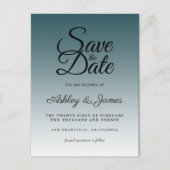 Elegant Script Sla de datum Emerald Ombre op Aankondigingskaart (Voorkant)