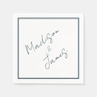 Elegant Script Slate Blue Minimalist Cocktail Servet