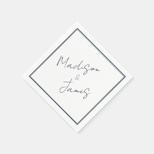 Elegant Script Slate Blue Minimalist Cocktail Servet (Hoek)