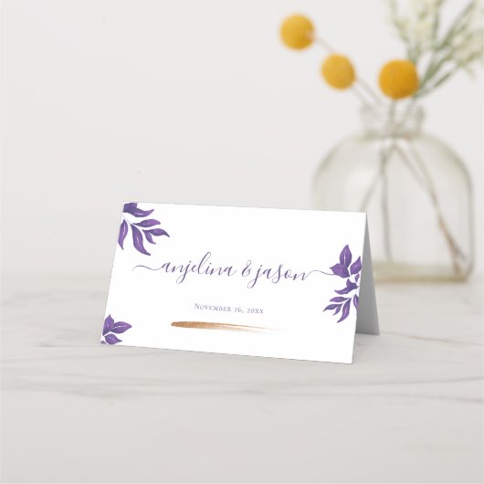 Elegant Script Smaragd Paarse Eucalyptus Bruiloft (Voorkant)