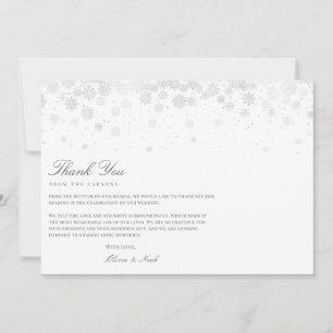 Elegant Script Sneeuwvlokken Dank je Kaart