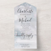 Elegant Script Sneeuwvlokken Winter Bruiloft All In One Uitnodiging (Binnen)