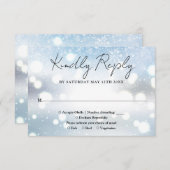 Elegant Script Sneeuwvlokken Winter Bruiloft RSVP Kaartje (Voorkant / Achterkant)