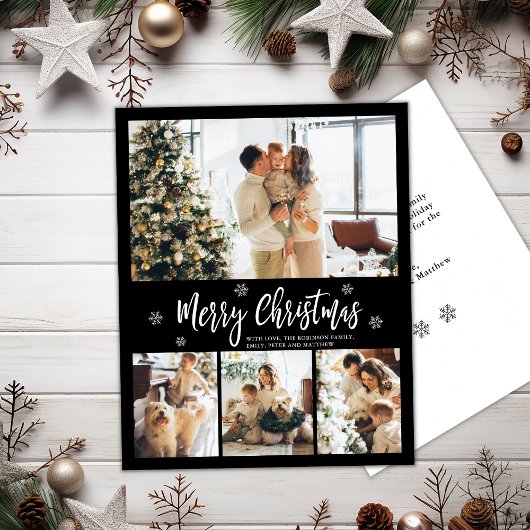 Elegant Script Snowflake Fotokerstbrochure Flyer