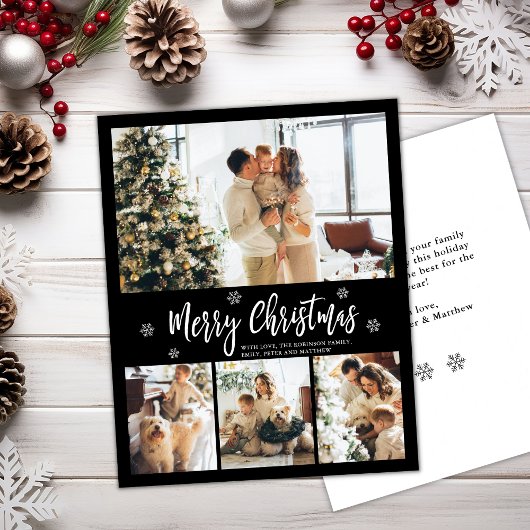 Elegant Script Snowflake Fotokerstbrochure Flyer