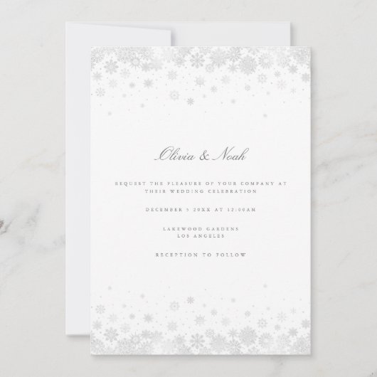 Elegant Script Snowflakes Bruiloft Uitnodiging Kaa (Voorkant)