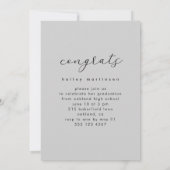 Elegant Script Soft Grey Graduation Party Foto Kaart (Achterkant)