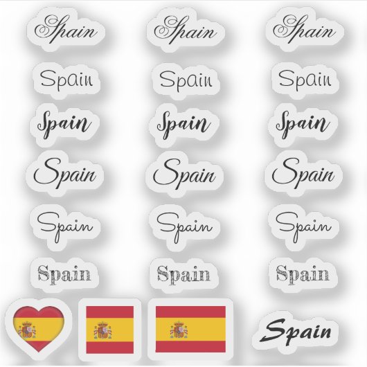 Elegant script Spain & Spanish Flag /name Set Sticker (Voorkant)