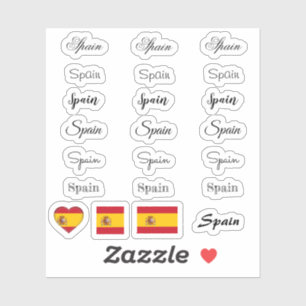 Elegant script Spain & Spanish Flag /name Set Sticker