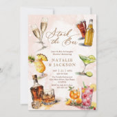 Elegant Script Stock de Bar Couples Douche Kaart (Voorkant)