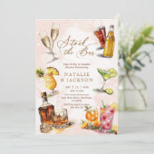 Elegant Script Stock de Bar Couples Douche Kaart (Staand voorkant)