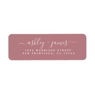 Elegant Script Stof Roze Huwelijk Retouradres Etiket