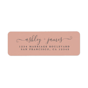 Elegant Script Stof Roze Huwelijk Retouradres Etiket