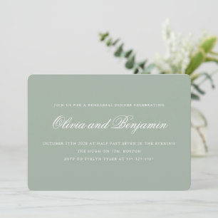 Elegant Script Stofachtig Saliegroen Oefenavondmaa Kaart