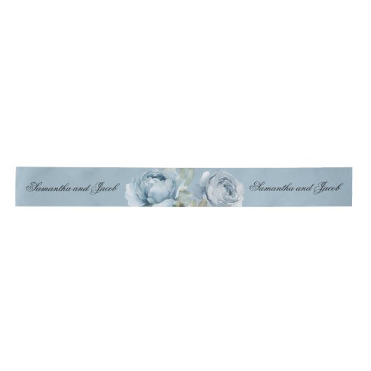 Elegant Script Stofblauw Trouw  Lint (Voorkant)