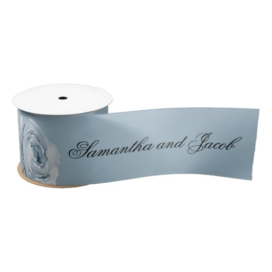 Elegant Script Stofblauw Trouw  Lint (Spoel)