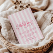 Elegant Script & Stripes Baby shower Bedankkaart
