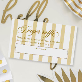 Elegant Script & Stripes Baby shower Luier Raffle Informatiekaartje