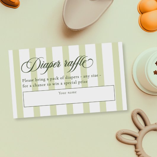 Elegant Script & Stripes Baby shower Luier Raffle Informatiekaartje