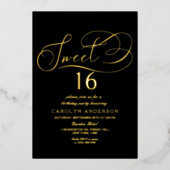 Elegant Script Sweet 16 Birthday Real Folie Uitnodiging (Voorkant)
