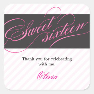Elegant Script Sweet Sixteen Party Favor Sticker